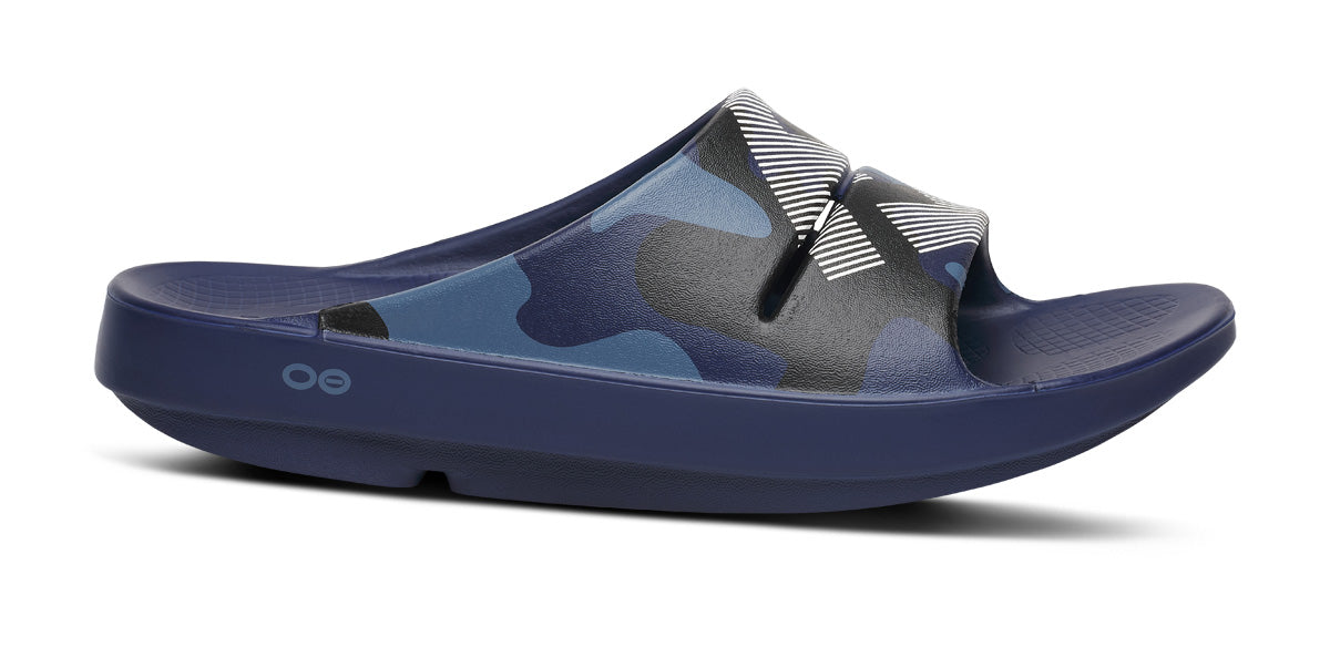 fj-x-oofos-womens-ooahh-sport-slide-sandal-navy-camo-02-02-1500NVFJ25_shot1 FJ X OOFOS Women's OOahh Sport Slide Sandal - Navy Camo
